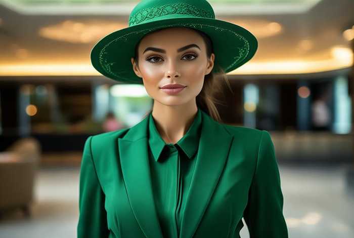 商务旅行中戴绿色帽子的女老板同行 怎么看不了了；商务旅行戴帽子的女老板图片