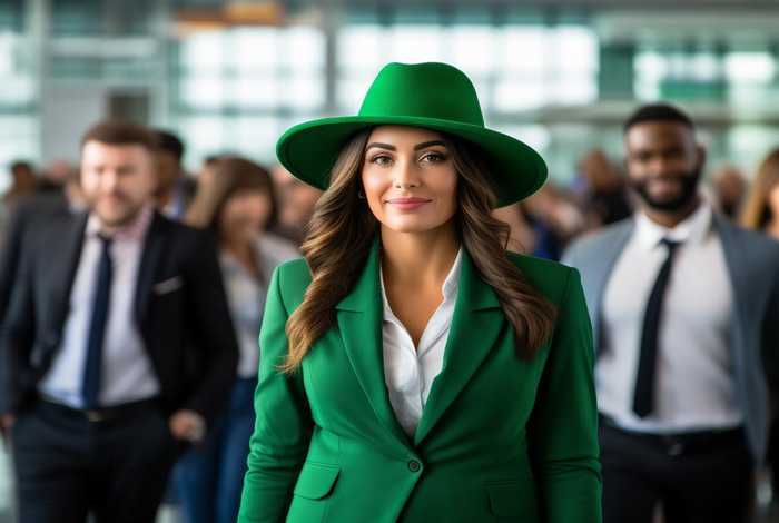 商务旅行戴绿色帽子的女老板同行；商务旅行戴绿色帽子的女老板同行女主演