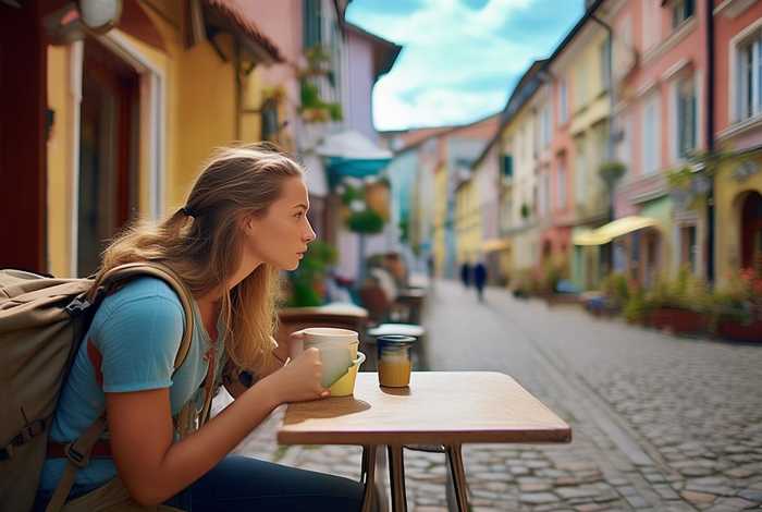 我一个人吃饭旅行到处走走停停英语；我一个人吃饭旅行到处走走停停英语怎么说