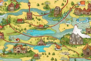 骑鹅旅行记路线图绘画，骑鹅旅行记路线图画还要标上相关景色和事件