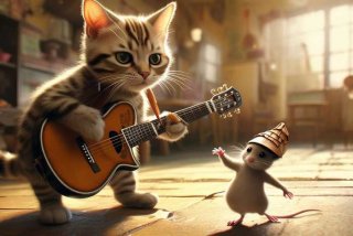 旅行吉他谱摇滚猫、旅行吉他谱摇滚猫和老鼠