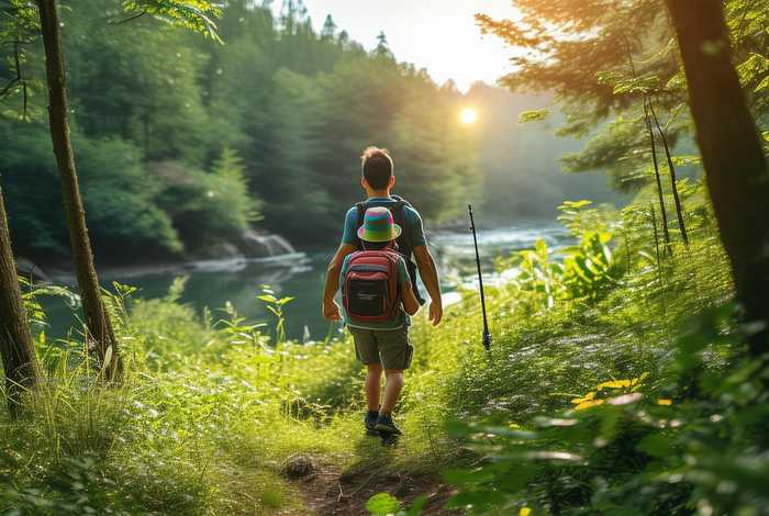 徒步旅行英语、爸爸喜欢野营钓鱼和徒步旅行英语