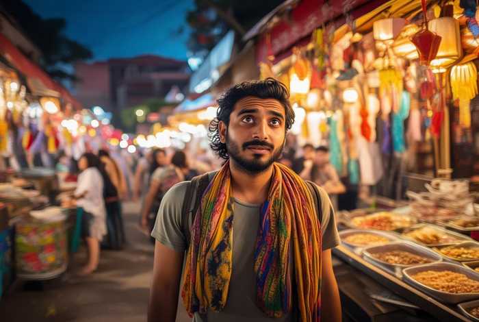 印度旅行者；印度旅行者逛兰州夜市