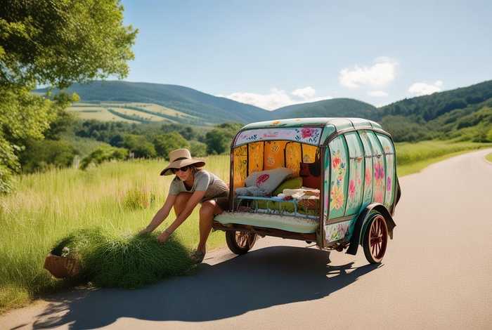 带床去旅行摘路边野菜，公路边的野菜