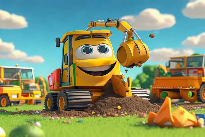 挖掘机工作视频儿童动画，挖掘机工作视频动画片