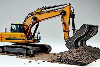 利勃海尔挖掘机工作视频（利勃海尔挖掘机模型开箱视频）