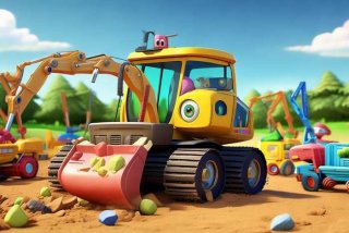 挖掘机工作视频儿童动画，挖掘机工作视频动画片