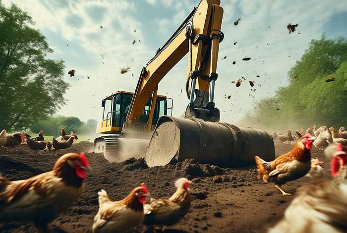 挖掘机工作视频 破土鸡视频（挖掘机挖土工作视频大全-挖土机和破碎机施工表演）