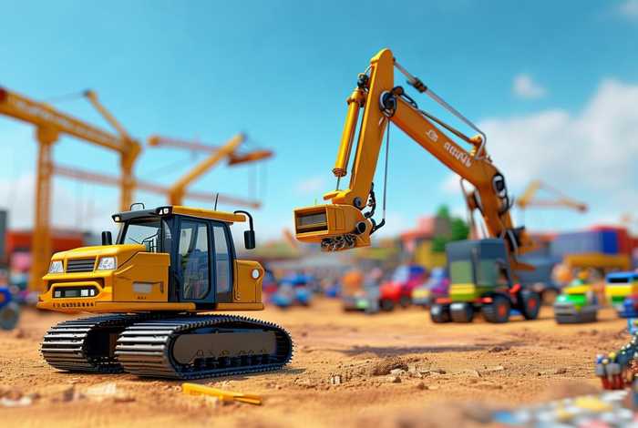 挖掘机工作视频动画 - 挖掘机工作视频动画吊车拖拉机玩具表演视频