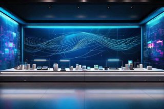 电子产品展示、电子产品展示台背景墙效果图