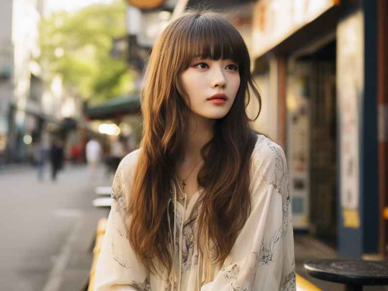 齐刘海美女生活照，齐刘海美女生活照片