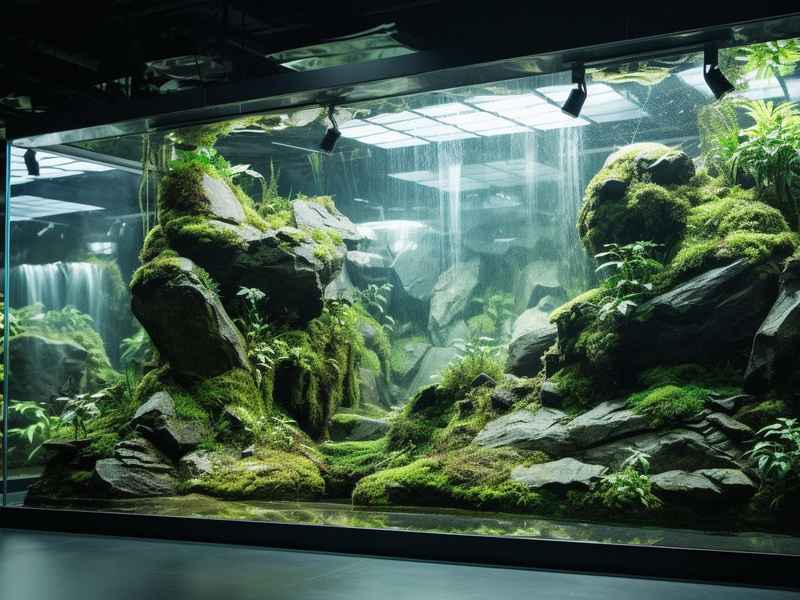 山水生态缸图片；生态山水画图片