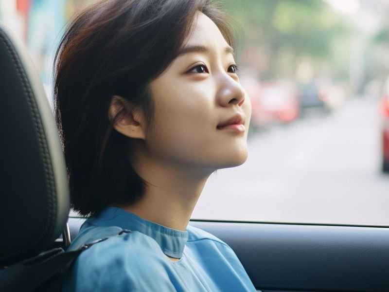 开车美女侧面生活照 美女开车图片头像长发
