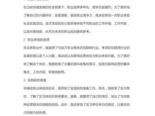 大学生职场体验实际及求职计划最新；大学生的职场体验实践报告