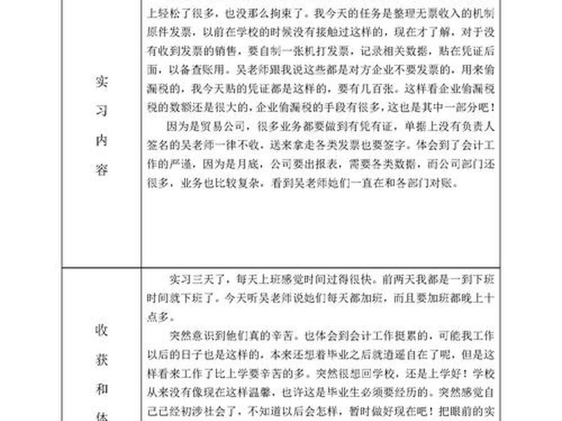 会计实习记录16-20周实习内容、会计1-6月实习工作记录 会计实习记录16-20周实习内容、会计1-6月实习工作记录