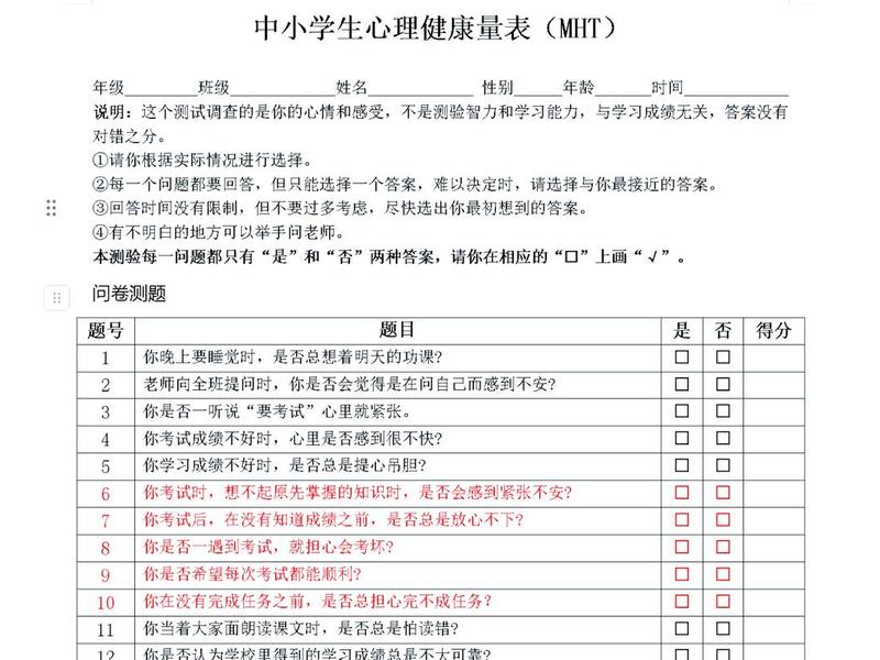 SCL心理自测表（scl心理自测量表）