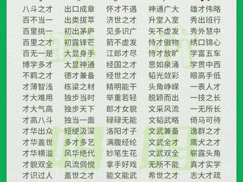 人很有才华成语、人很有才华成语怎么形容 人很有才华成语、人很有才华成语怎么形容