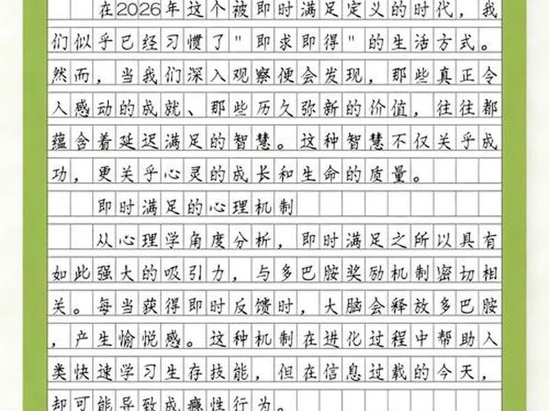即时满足和延迟满足、即时满足和延迟满足的作文素材 即时满足和延迟满足、即时满足和延迟满足的作文素材