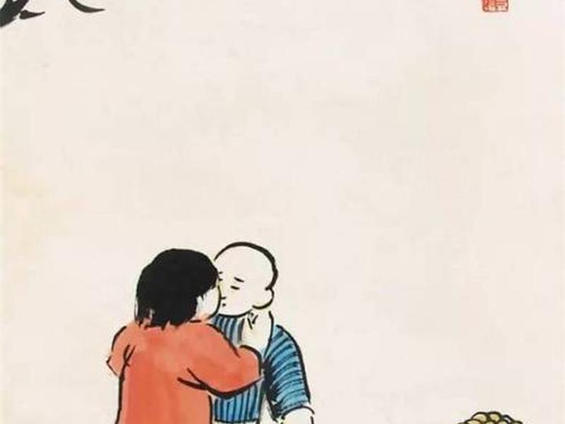 丰子恺与孩子、丰子恺孩子与月亮的画 丰子恺与孩子、丰子恺孩子与月亮的画