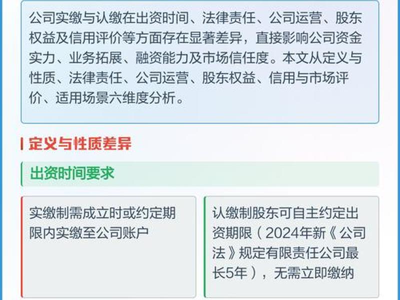 公司的认缴和实缴有什么区别 公司的认缴和实缴有什么区别呢 公司的认缴和实缴有什么区别 公司的认缴和实缴有什么区别呢