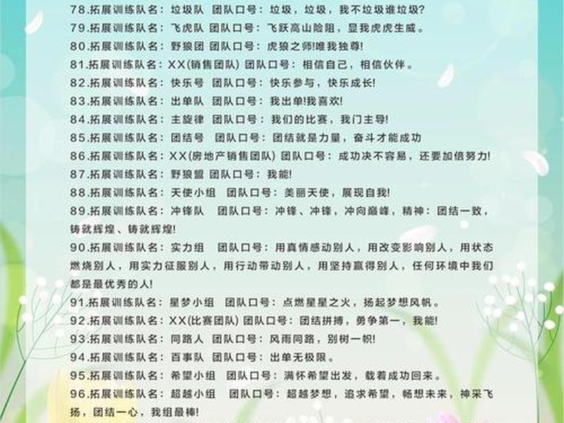 公司团队口号8字押韵（公司团队队名和口号 押韵）